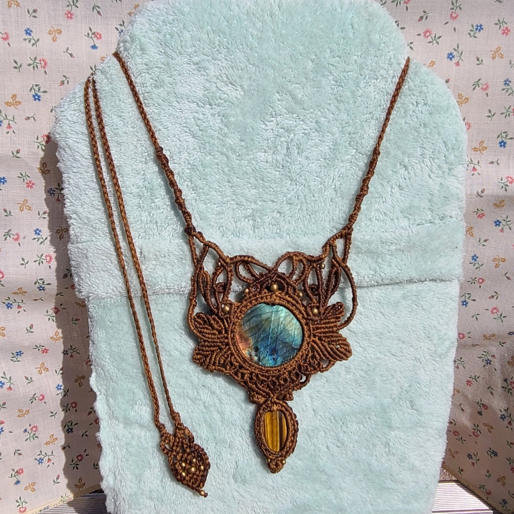 Laboradite Micro Macrame Necklace